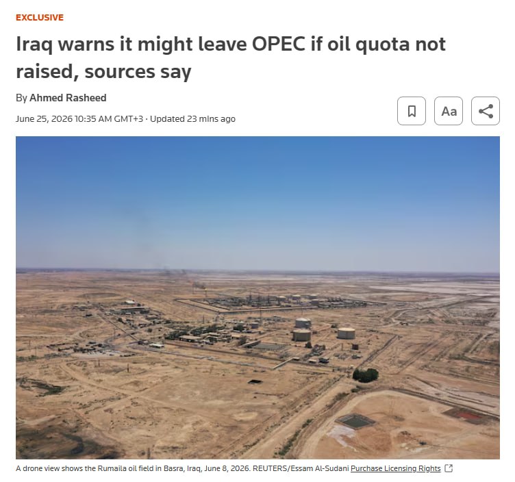 Irakas įspėjo, kad galėtų apsvarstyti galimybę pasitraukti iš OPEC, jei grupė ge...