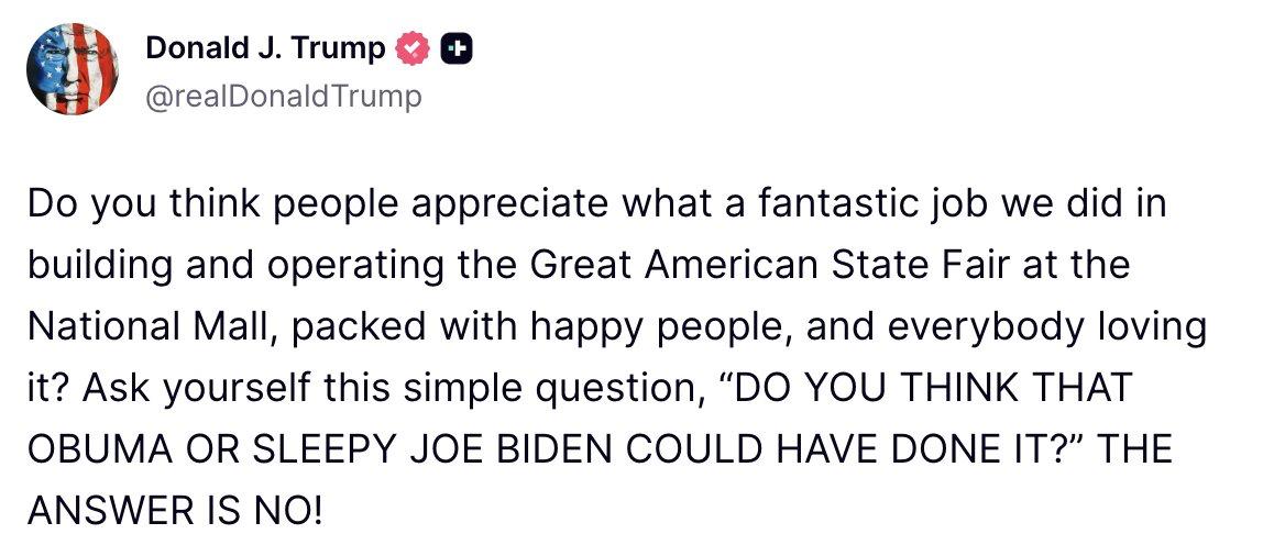 Trump:

Ar manote, kad žmonės vertina, kokį fantastišką darbą atlikome statydami...