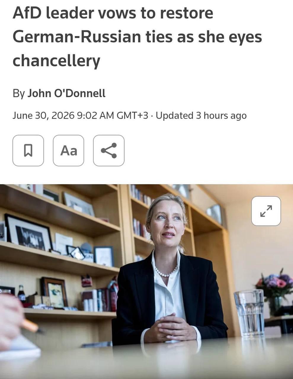 😀 AfD lyderė pažadėjo Vokietijai grąžinti rusišką naftą ir dujas.

Alice Weidel...