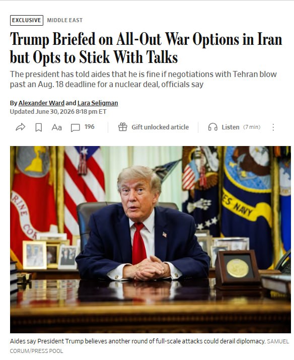 Trumpas peržiūrėjo karinius planus dėl atnaujintų didelio masto smūgių Iranui, t...