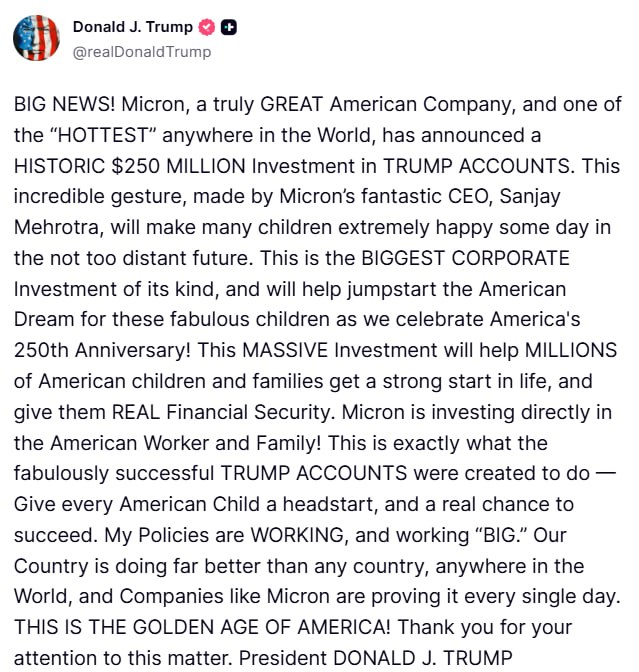 Trumpas:

DIDELĖS NAUJIENOS! „Micron“, tikrai PUIKI Amerikos įmonė ir viena „KAR...