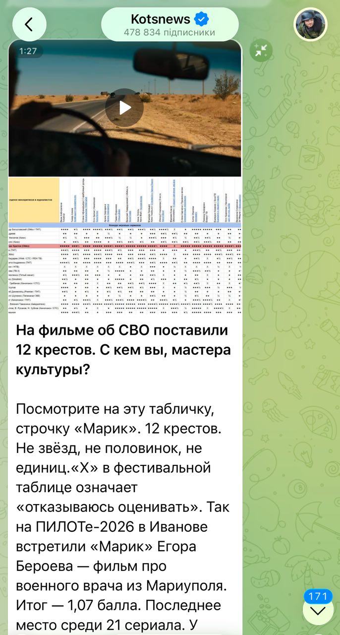 Rusijoje į kino teatrus išleistas filmas „Marikas“ apie Putino kariuomenės sugri...