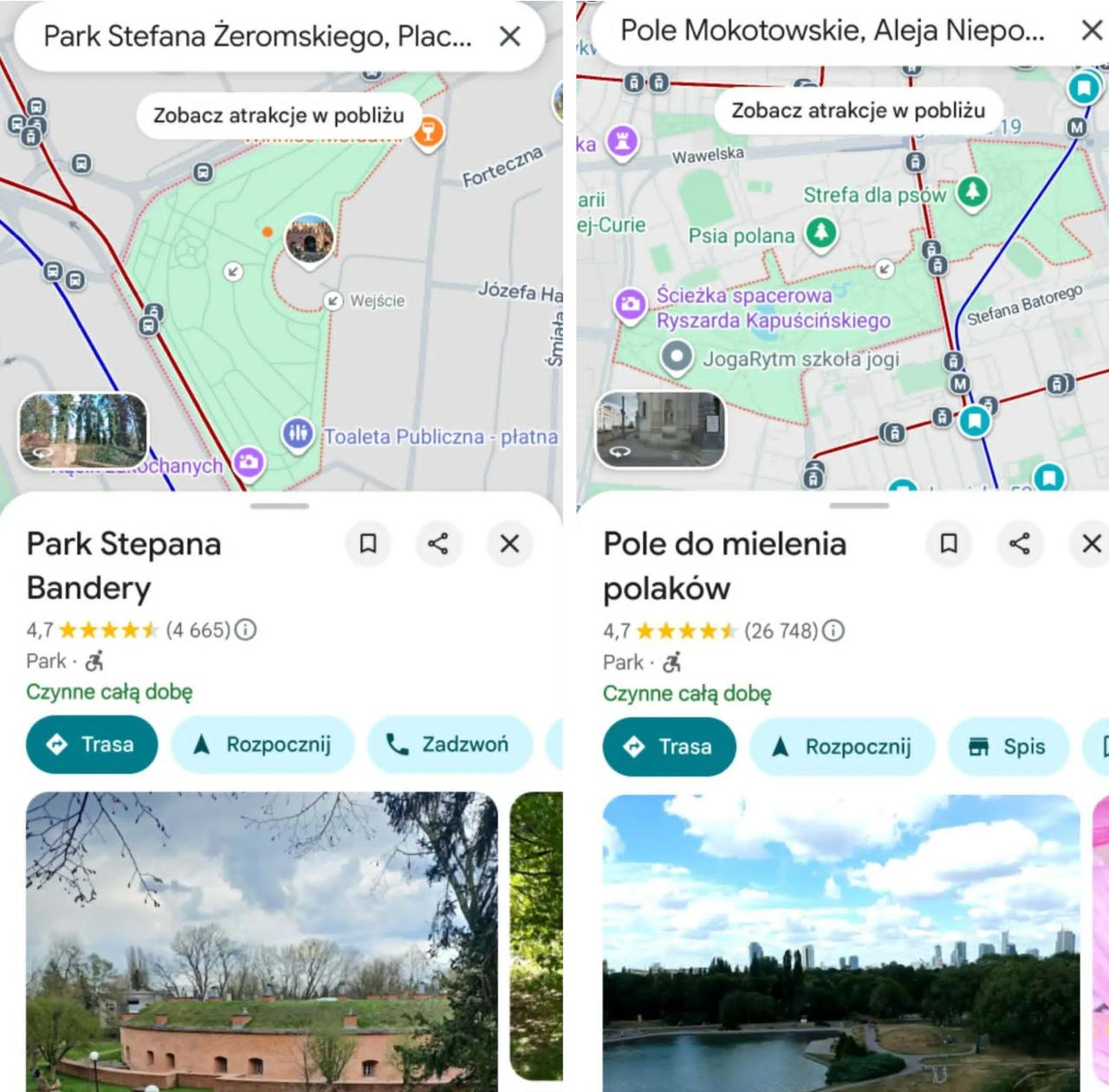 😳 Banderos parkas: „Google Maps“ masiškai pervadino Varšuvos lankytinas vietas...