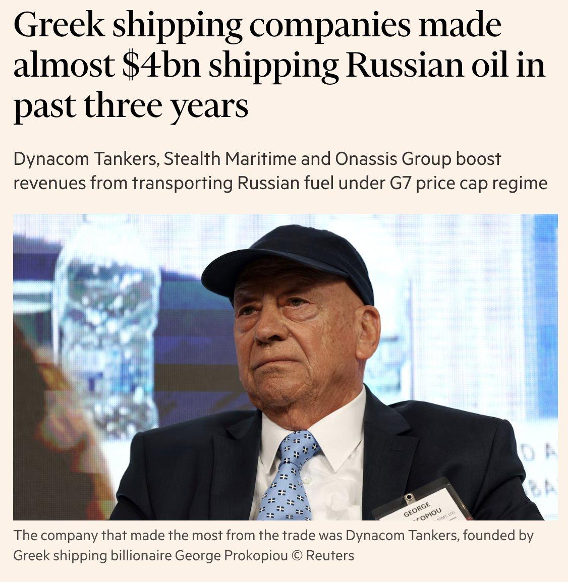 Graikijos laivybos kompanijos nuo 2023 m. liepos mėn., veždamos Rusijos naftą pa...