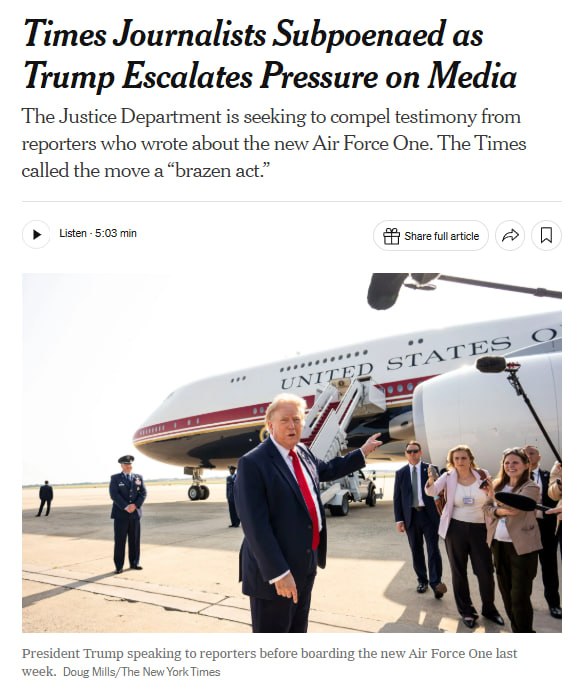 Trumpo administracija iškvietė kelis „New York Times“ reporterius po to, kai jie...