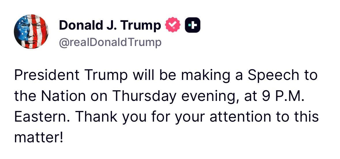 Trump:
Prezidentas Trumpas ketvirtadienio vakarą, 21 val. Rytų laiku, kreipsis į...