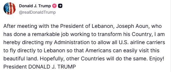 Trump:

Aš nurodau savo administracijai leisti visiems JAV oro vežėjams skristi...