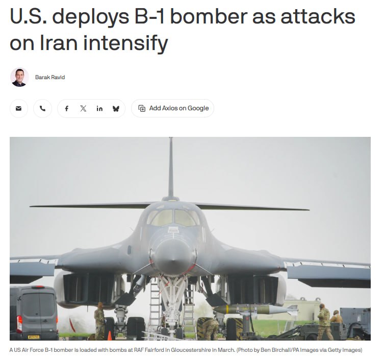 JAV antradienį panaudojo tolimojo nuotolio bombonešį B-1, kad smogtų Irano islam...